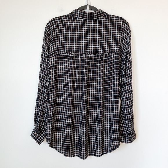 Anthropologie Pilcro Hadley Oversized Plaid Button Up Shirt Womens Medium Black - Picture 5 of 11